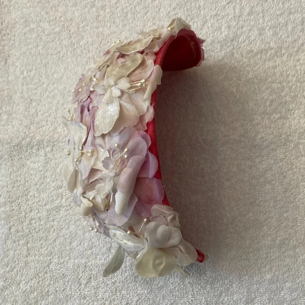 Vintage 1950's Pink and White Floral Fascinator Hat